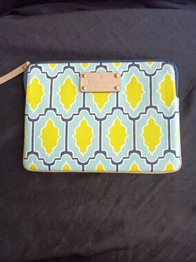 kate spade Geometric Yellow & Light Blue Zip Pouch